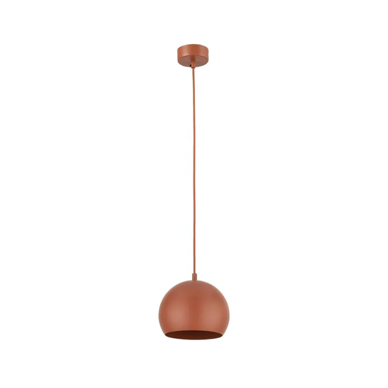 Pendelleuchte Metall Rot Ø 17 cm rund E27 Kugel Schirm Heißes Angebot