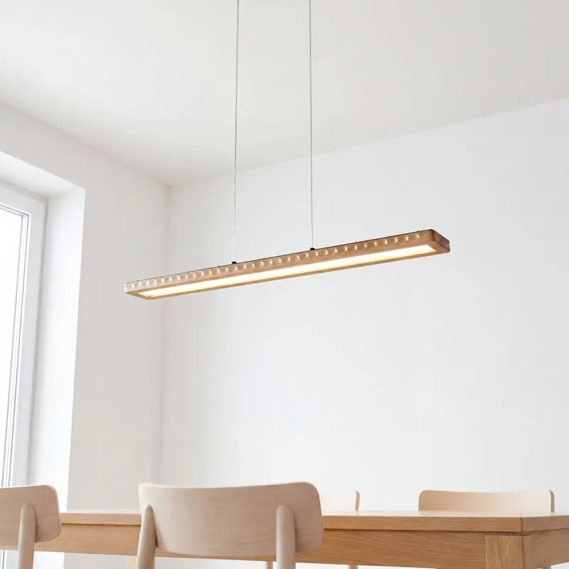 Neue Kollektion LED Pendelleuchte dimmbar Holz Aluminium 70 cm 3000 K