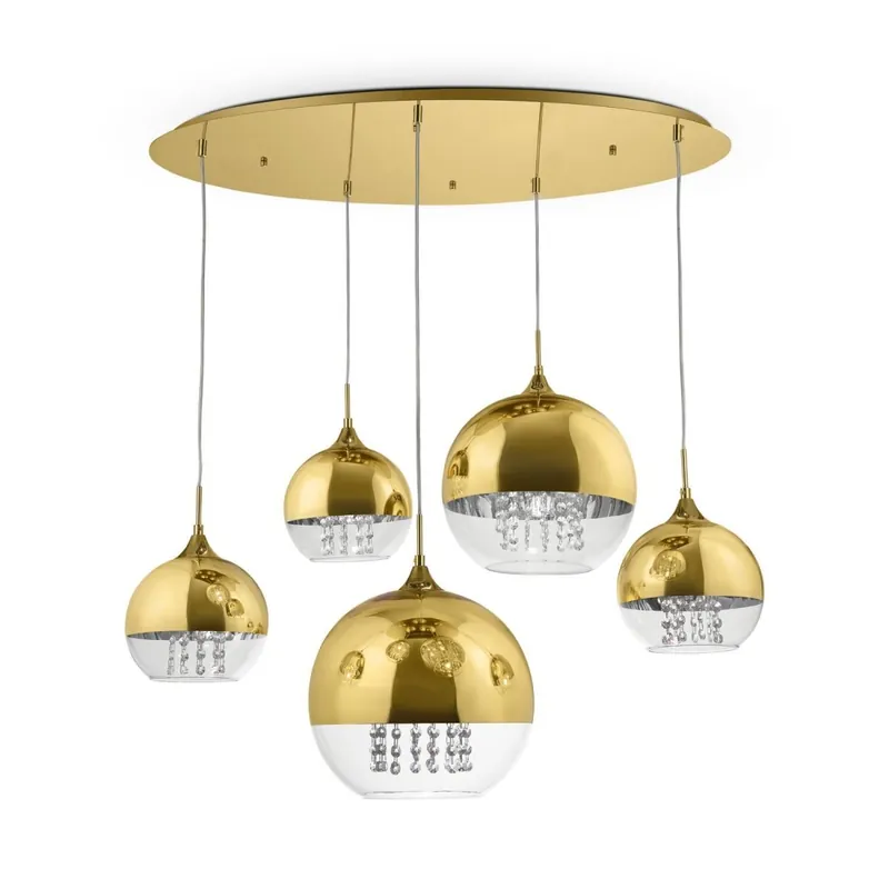 Pendelleuchte Metall Glas H: max. 95 cm in Gold E27 JOY Online Kaufen
