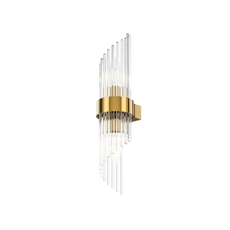 Wandlampe Metall Glas E14 H: 46,2 cm in Gold 2-flammig Super-Preis