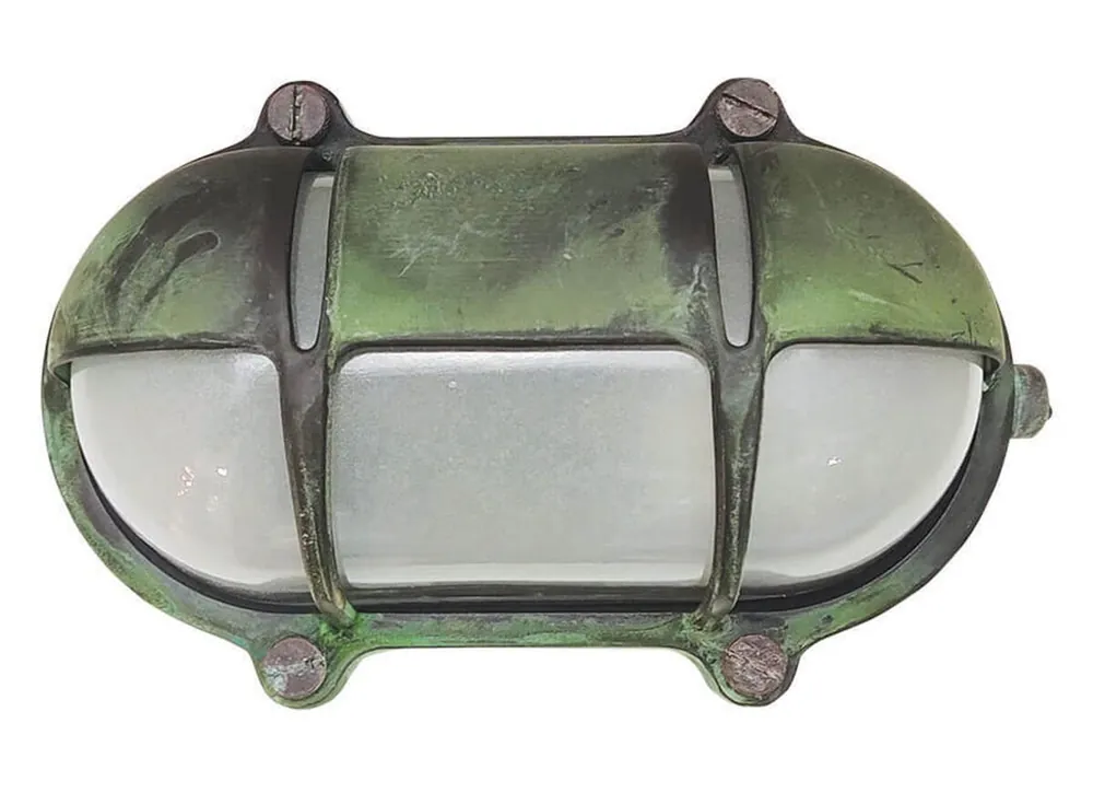 Feuchtraumleuchte oval Messing Glas 21 cm breit IP64 E27 Garantierte Lieferung