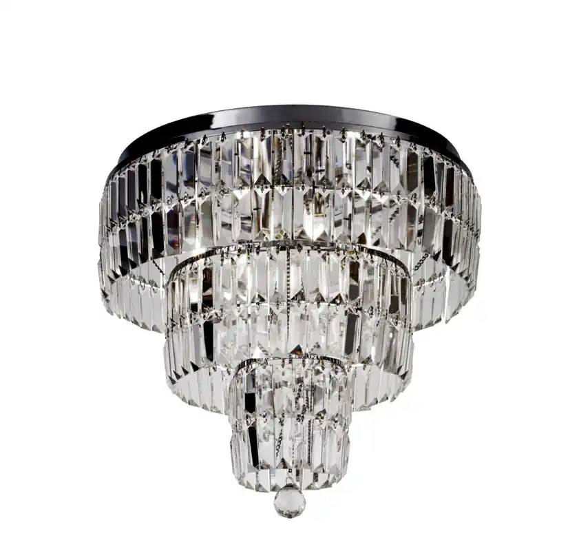 Runde Deckenlampe IP44 Glas Metall Ø50 cm in Chrom Kracherpreis
