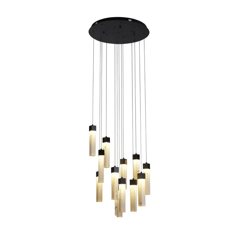 LED Hängelampe Stahl Harz Ø60 cm 3000 K Schwarz Marmor Letzte Chance