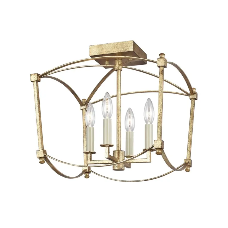 Deckenlampe Metall E14 36,5 cm breit in Antikgold Versand Am Gleichen Tag