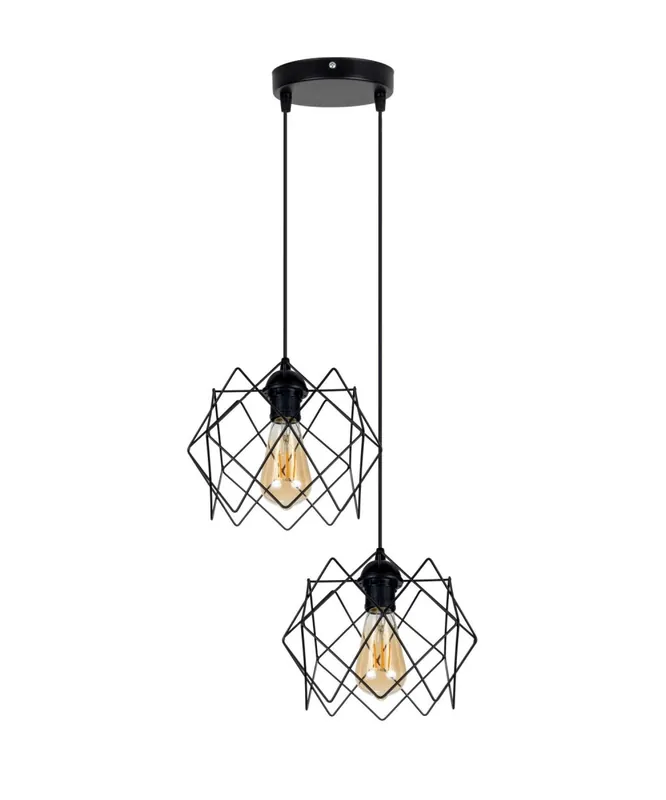 Markenprodukt Loft Hängeleuchte Schwarz Metall B:20 cm E27 dekorativ