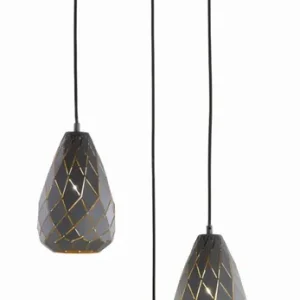 Expressversand Geometrische Hängelampe Metall Anthrazit E27 Ø35 cm