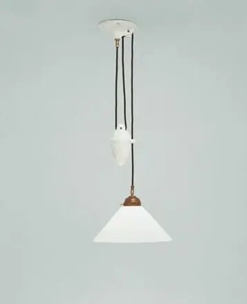 Stilvolle Hängelampe Messing Glas Weiß E27 Ø30 cm rund Abverkauf