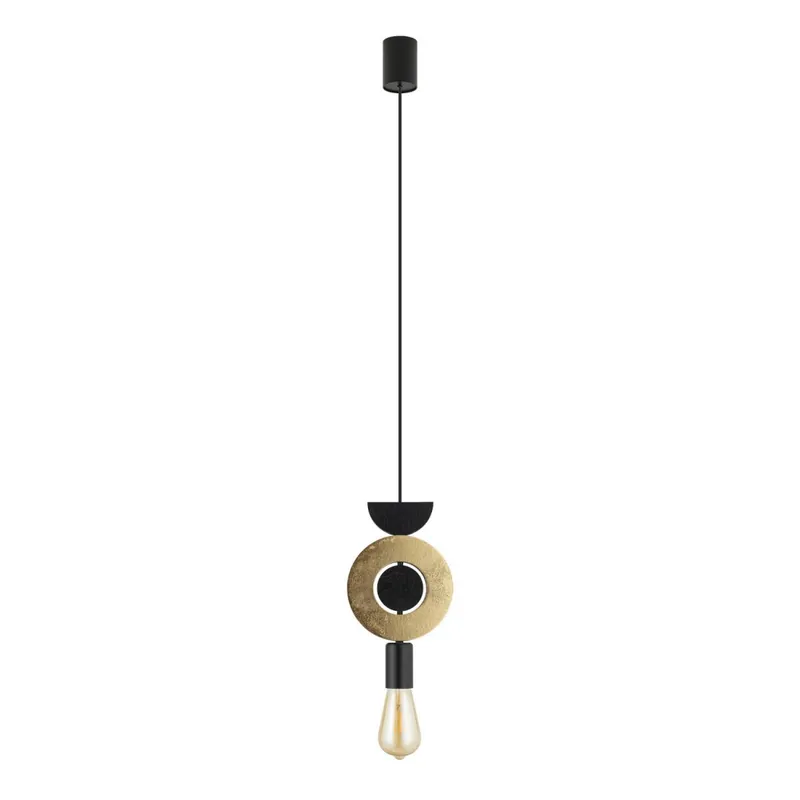 Hängelampe Holz Metall wohnlich Ø16 cm E27 in Gold Heißes Angebot