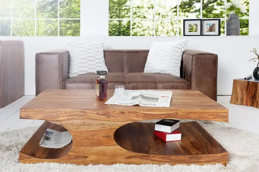 Sonderangebot Couchtisch Sheesham Holz 120x50 cm in Natur