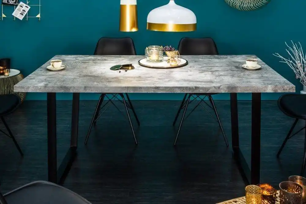 Rabatt Esstisch Beton Optik 160x80 cm in Grau Schwarz