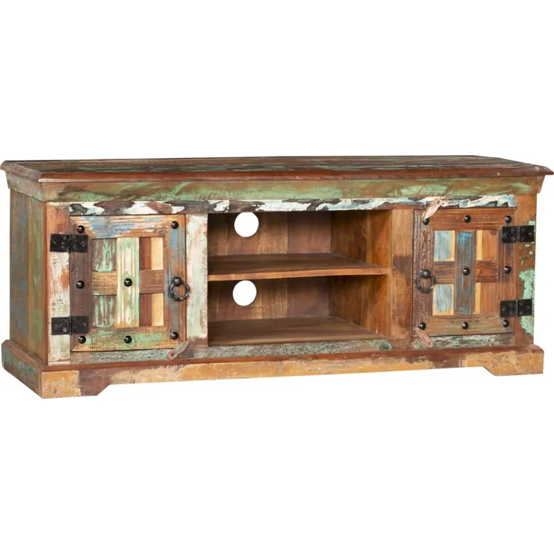 Markenware TV Lowboard Holz massiv 125 cm lang Bunt BAIN