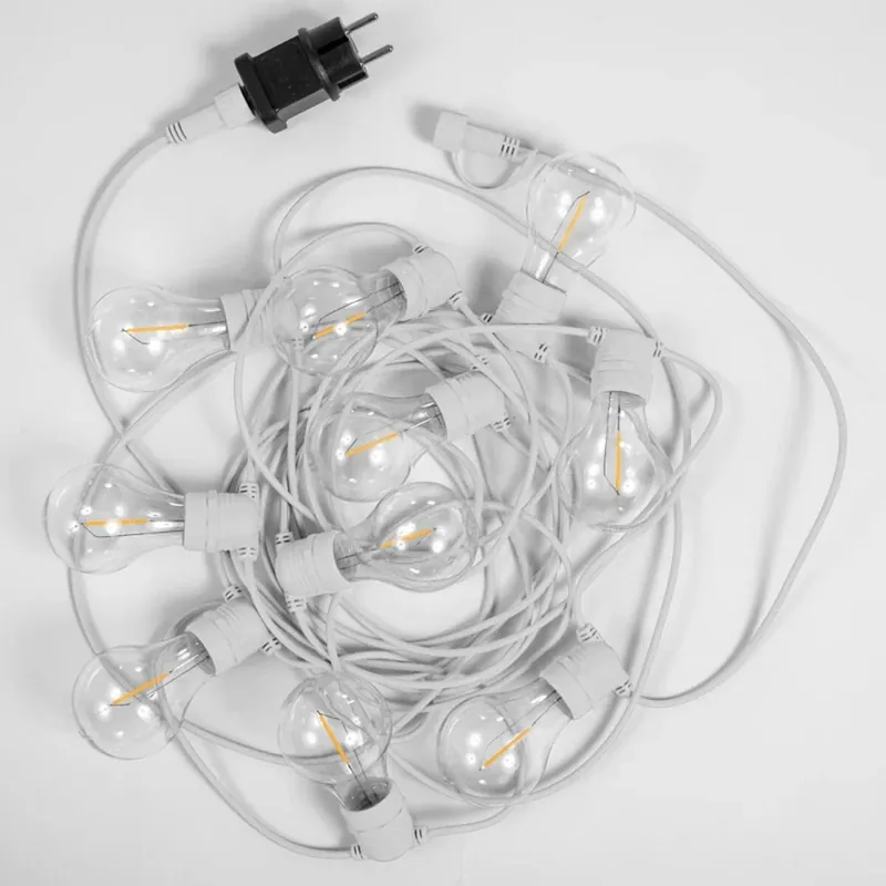 Heißes Angebot LED Außenlichterkette 10x E27 IP44 Weiß 2700 K 5 m lang
