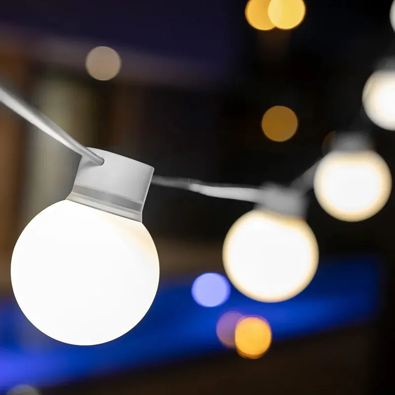 LED Lichterkette außen Weiß IP44 3000K 5m Stecker Kabel Sonderaktion