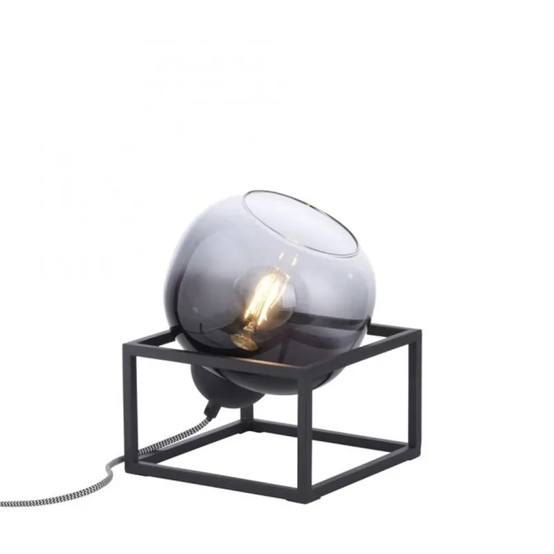 Tischlampe Glasschirm Rauchgrau Schwarz E27 23 cm klein Meistverkauft