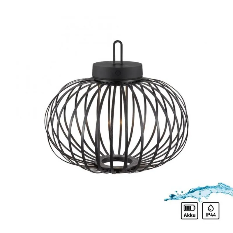 LED Akku Tischleuchte IP44 Schwarz Dimmer Touch 33 cm Top-Preis