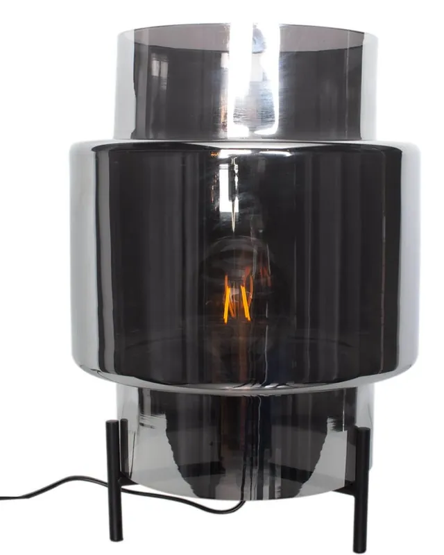Preisreduziert Tischlampe E27 37 cm Metall Rauchglas Dreibein
