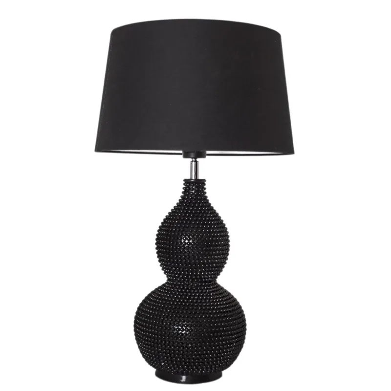 Tischleuchte Schwarz 56,5 cm hoch E27 Metall Stoff Modern Aktuell