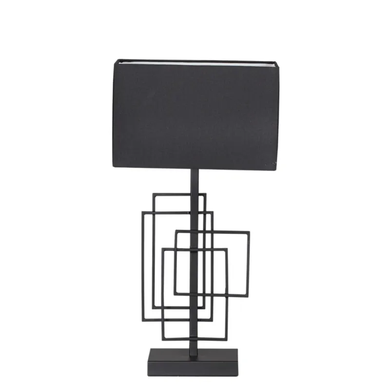 Solange Der Vorrat Reicht Tischlampe Schwarz Metall Stoff 52 cm E27 Modern
