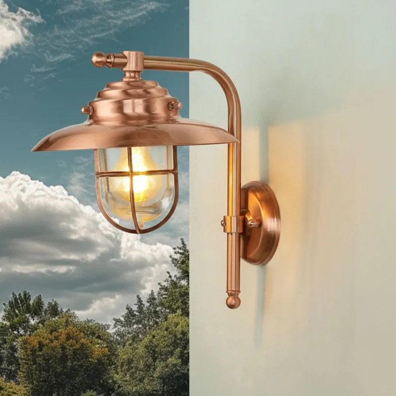 Außenleuchte Wand Messing massiv Glas E27 IP43 H: 30 cm Solange Der Vorrat Reicht