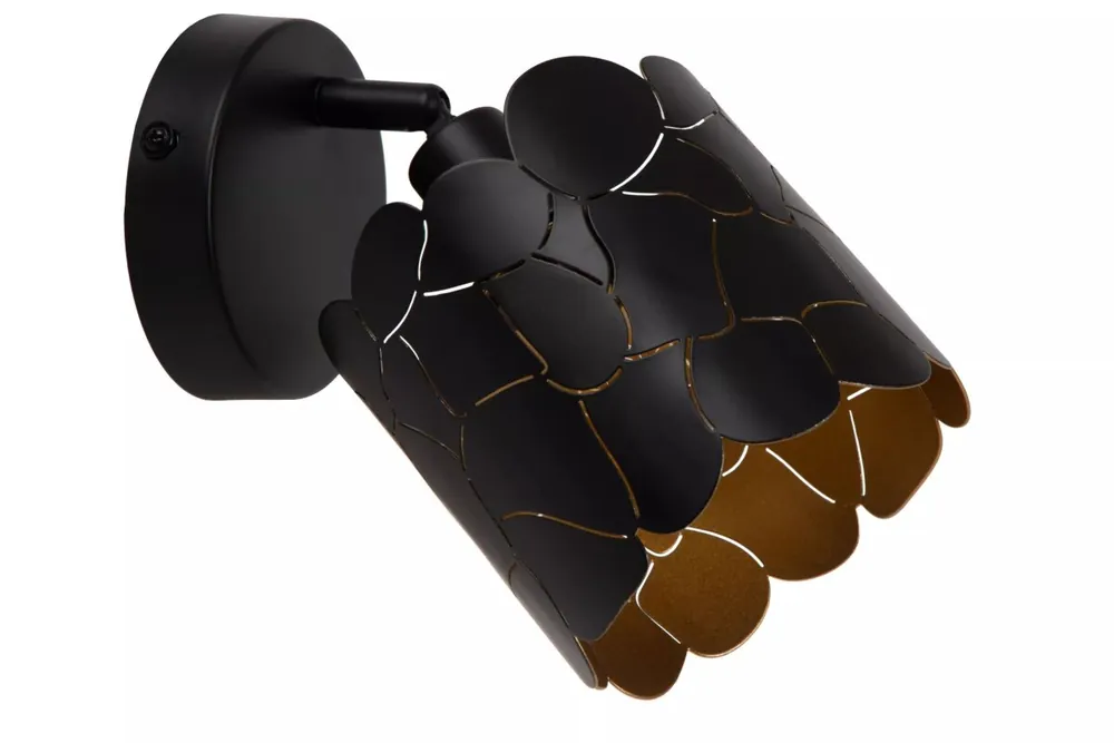 Wandstrahler Metall Schwarz Gold E14 L:12 cm Modern Abverkauf