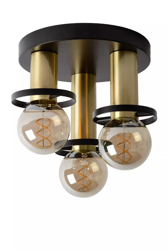 Deckenlampe Retro Metall Schwarz Gold E27 Ø30 cm rund Begrenztes Angebot