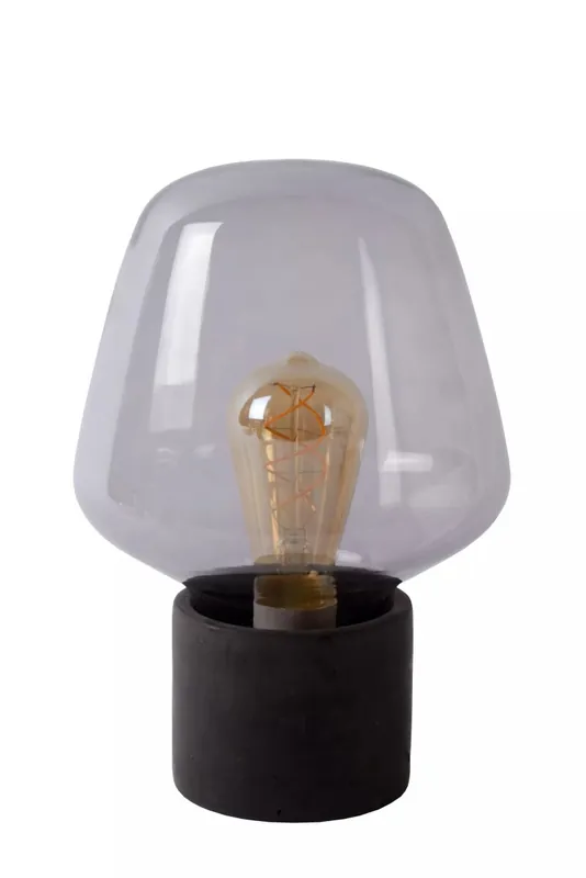 Expressversand Tischlampe Rauchglas Metall Grau blendarm E27 29,5 cm
