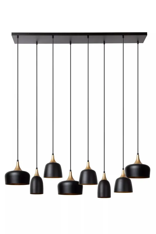 Hängelampe Aluminium Schwarz Gold L:125 cm E14 8-flmg Must-Have