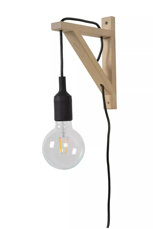 Knallerangebot Wandlampe Holz T:19 cm Kabel Stecker E27 Retro Design