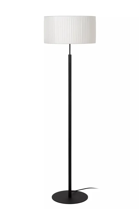 Zertifiziert Stehlampe Stoff Metall Weiß Schwarz 150 cm E27 wohnlich