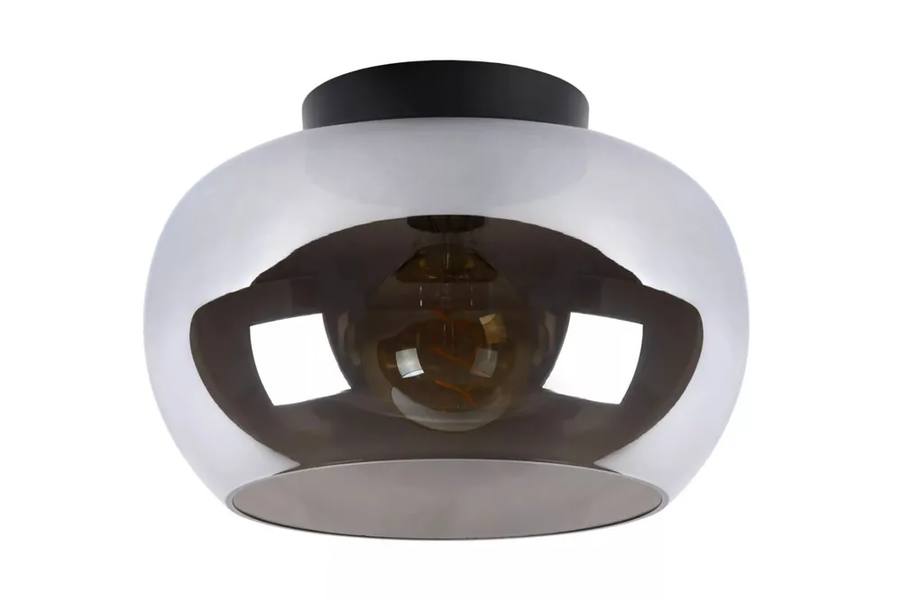 Runde Deckenlampe Glas Rauchgrau Ø30,5 cm E27 blendarm Sonderaktion