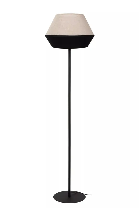 Runde Stehleuchte Stoffschirm Taupe Schwarz E27 155 cm Neuheit