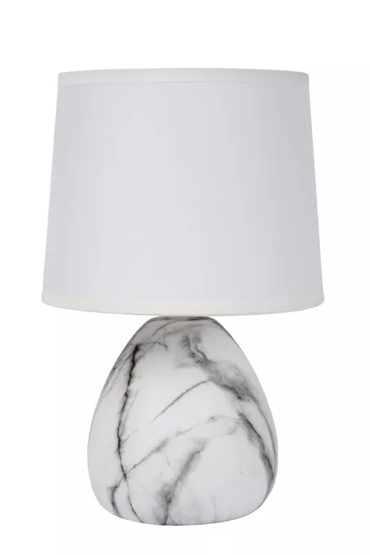 Tischlampe Stoff Keramik Marmor Optik Weiß E14 25,5 cm Jetzt Bestellen