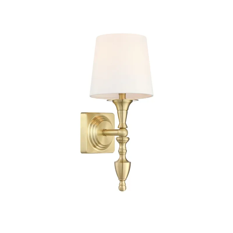Must-Have Wandlampe Messing Weiß E27 Rustikal Metall Stoff 36,4 cm hoch