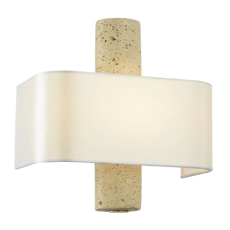 Wandlampe eckig B: 24 cm Stoff Travertin 2x G9 KORDEN Günstig