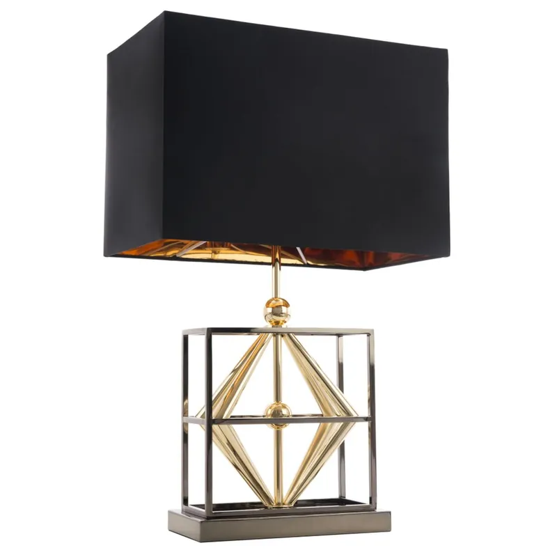 Tischlampe Schwarz Gold 64 cm Stoff Metall E27 Angebot