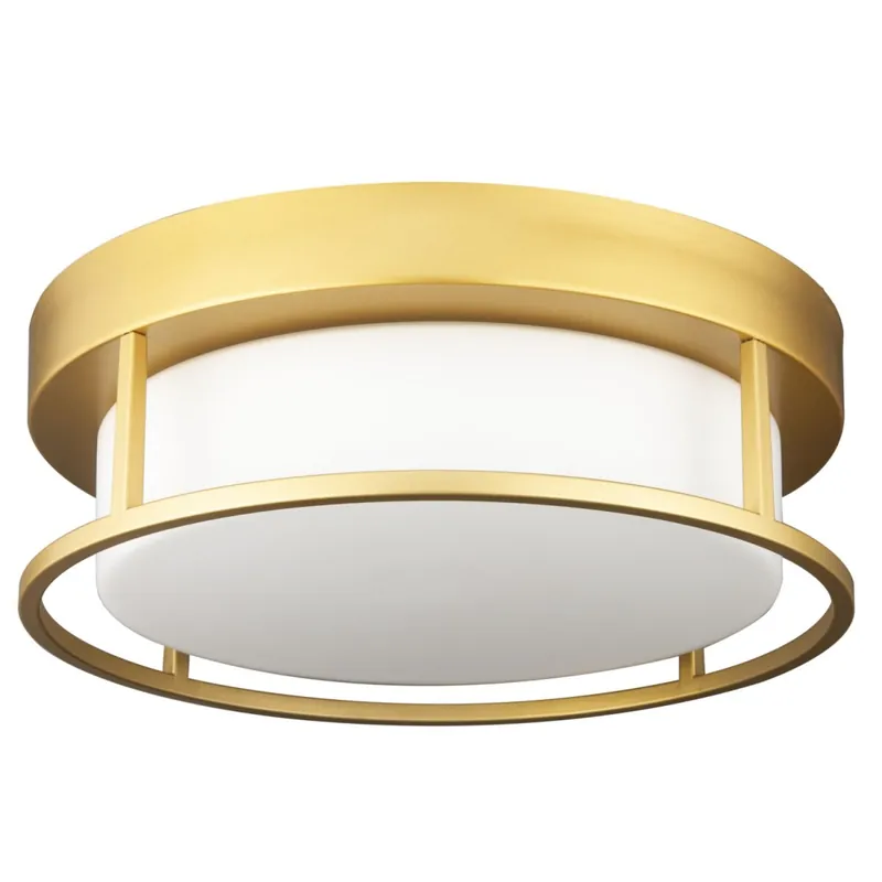 Abverkauf Deckenleuchte rund Ø 30 cm Glas Metall in Gold Weiß 2x E27