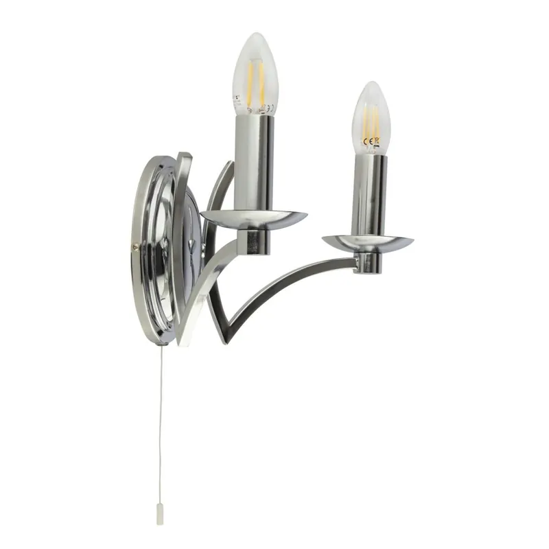 Echt Wandlampe mit Schalter Chrom 2-flammig E14 B: 32,5 cm