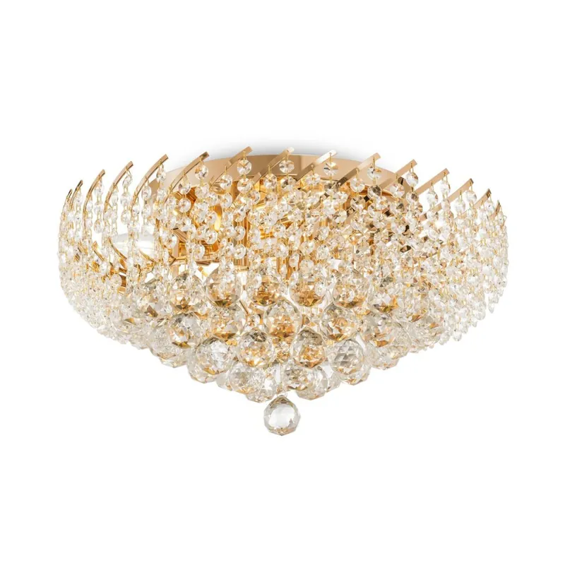 Deckenlampe Kristall Glas Gold Ø51 cm E14 9-flammig Geprüft