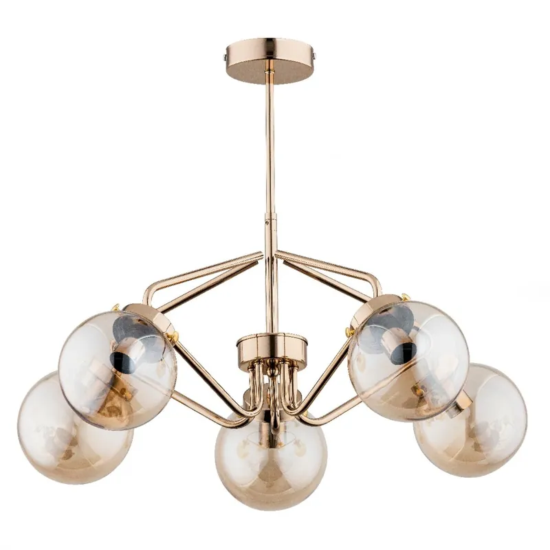 Preisreduziert Deckenlampe Metall Rauchglas Gold 58 cm Retro Design