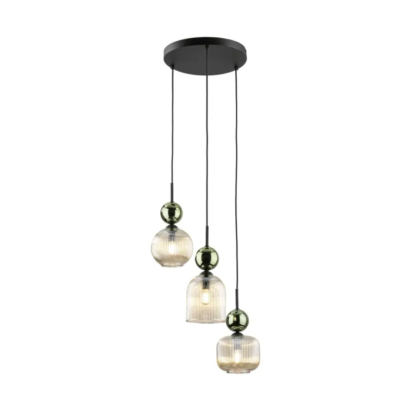 Pendelleuchte Grün Cognac Glas B:41 cm E14 stilvoll Neue Ware