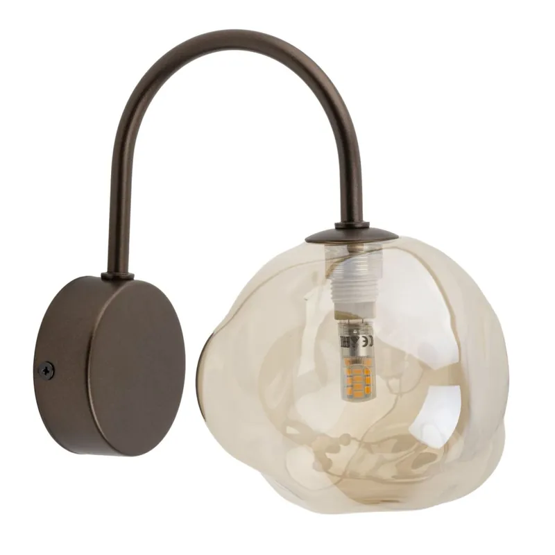 Wandleuchte Metall Braun B:15 cm G9 Glas Cognac Neu