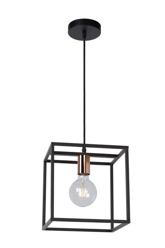 Abverkauf Hängelampe Metall Schwarz Kupfer E27 B:25 cm rund