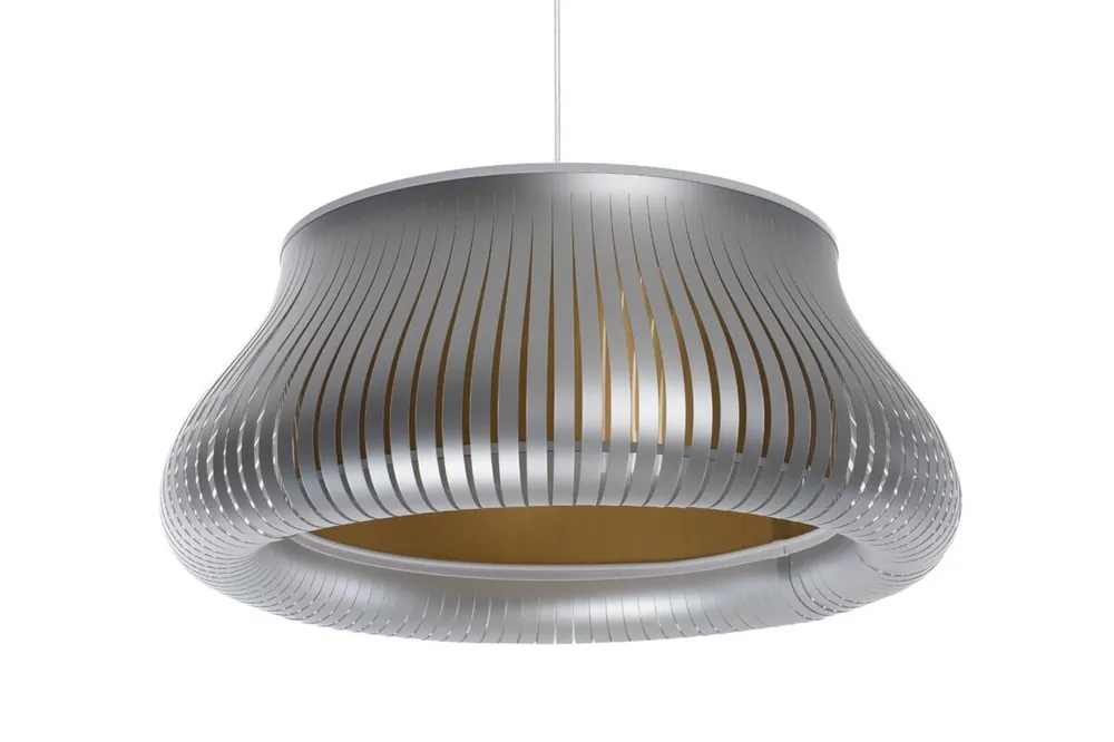 Runde Pendelleuchte Silber wohnlich E27 Ø40 cm blendarm Jetzt Kaufen