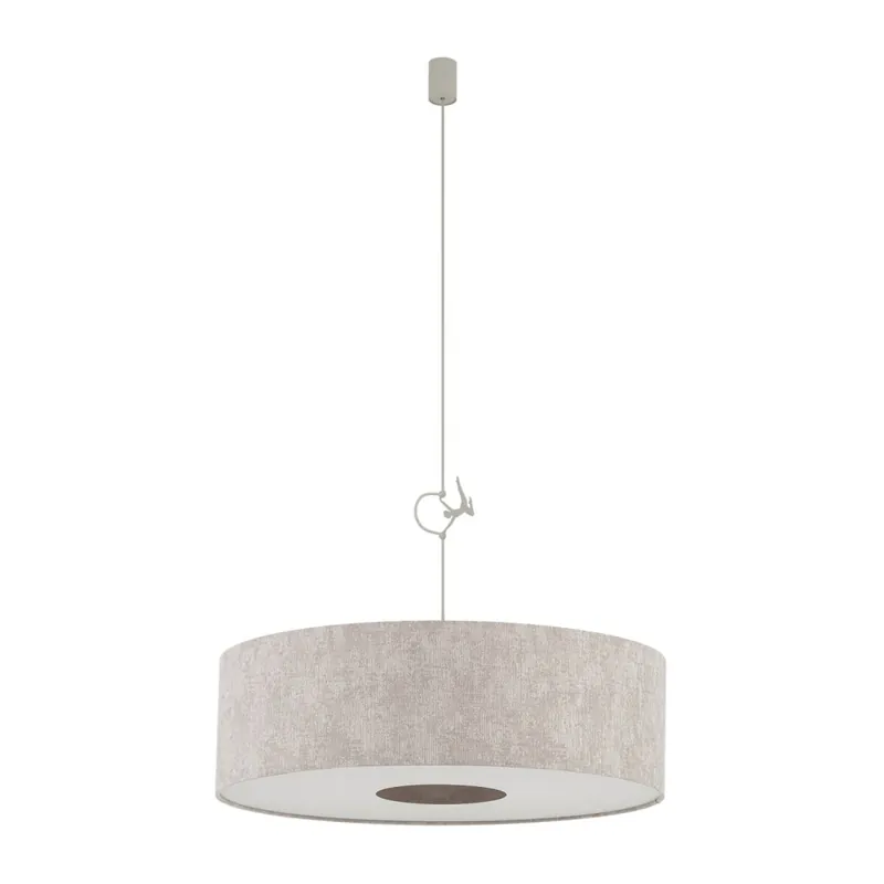 Zertifiziert Hängelampe Seidengrau Stoff E27 rund Ø65 cm Modern