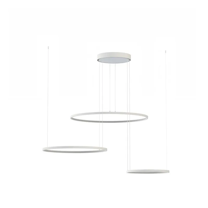 Preisreduziert LED Pendelleuchte Stahl Weiß 3000 K L:125 cm Ringe