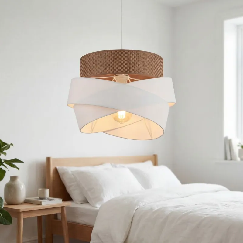 Hängeleuchte Metall Stoff E27 38 cm breit rund Modern Günstig