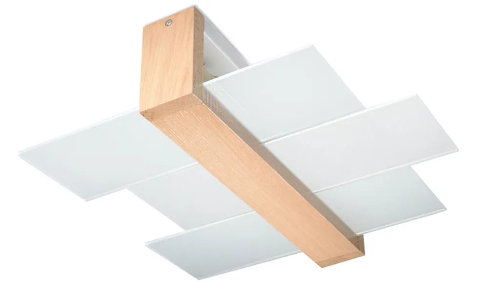 Neue Ware Deckenleuchte Holz Glas E27 L:43 cm gemütlich blendarm