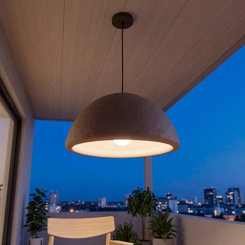 Sale Pendelleuchte Außen Weiß E27 IP44 Ø38 cm rund Terrasse