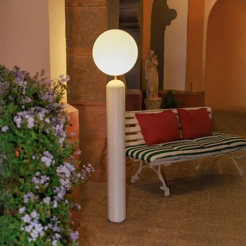 LED Akku Stehlampe dimmbar Beige IP54 3000 K 153 cm Markenprodukt