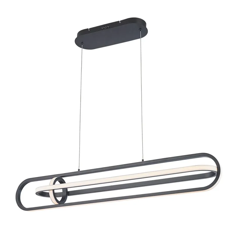Geprüft LED Hängelampe Modern B: 107,1 cm Schwarz 3000 K Metall